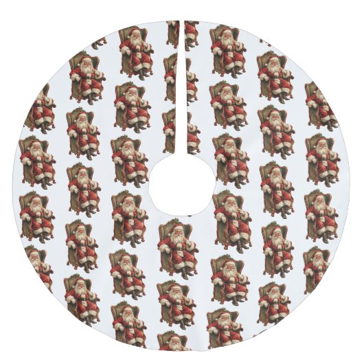 Vintage-Weihnachtsmann Traditionelles Weihnachtsmu Polyester Weihnachtsbaumdecke (Vorderseite)