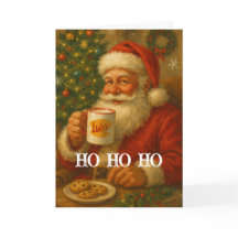 Vintage-Weihnachtsmann trinkt Kakao Weihnachtskart
