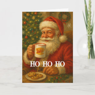 Vintage-Weihnachtsmann trinkt Kakao Weihnachtskart Karte