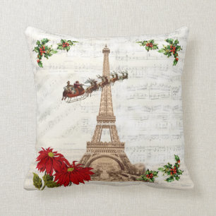 Vintage-Weihnachtsmann über Paris-Weihnachts-Kisse Kissen