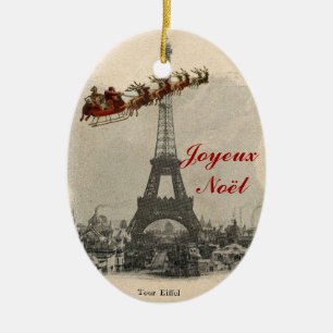 Vintage-Weihnachtsmann über Paris-Weihnachtsschmuc Keramikornament