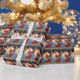 Vintage-Weihnachtsmann- und Engels-Geschenkpapier Geschenkpapier
