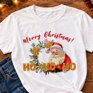 Vintage-Weihnachtsmann- und Lebkuchen-Ho-Ho-Ho-T-S T-Shirt