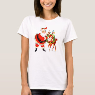 Vintage Weihnachtsmann und Rentiere T-Shirt