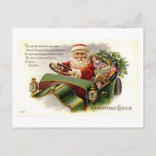 Vintage Weihnachtsmann und Schlitten Weihnachtsfre Feiertagspostkarte