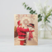 Vintage Weihnachtsmann und Schneemann Weihnachten Postkarte (Stehend Vorderseite)