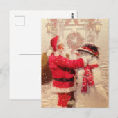 Vintage Weihnachtsmann und Schneemann Weihnachten Postkarte (Vorne/Hinten)