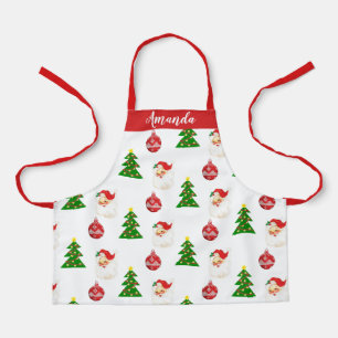Vintage-Weihnachtsmann- und Weihnachtsbaum-Muster Schürze