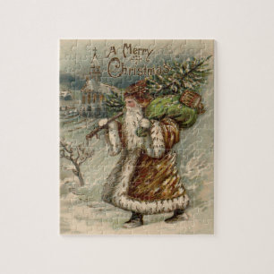 Vintage Weihnachtsmann und Weihnachtsbaum Puzzle