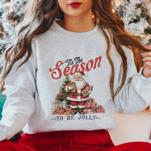 Vintage Weihnachtsmann und Weihnachtsbaum Sweatshirt