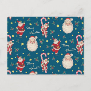 Vintage-Weihnachtsmann- und Zuckerstangen-Wrap-Pos Postkarte