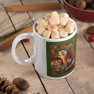 Vintage-Weihnachtsmann unter goldenen Lichtern Kla Kaffeetasse