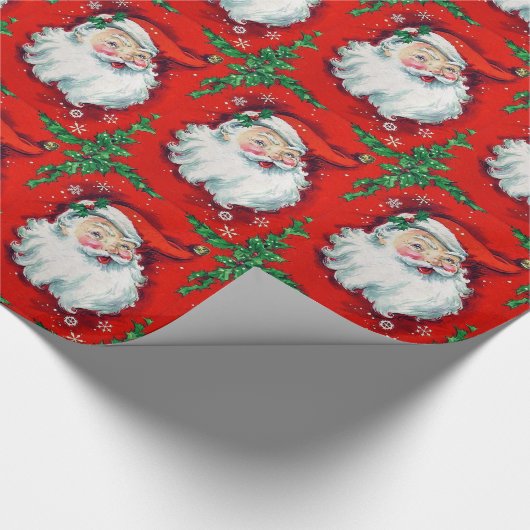 Vintage Weihnachtsmann-Verpackungs-Papier-Grüntöne Geschenkpapier (Ecke)