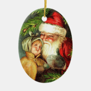 Vintage Weihnachtsmann-Verzierung Keramikornament