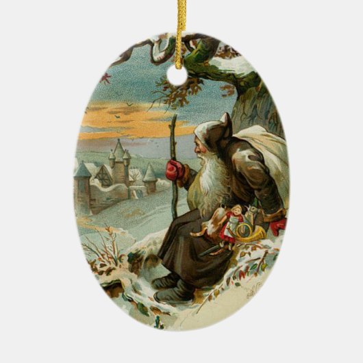 Vintage Weihnachtsmann-Verzierungen Keramikornament (Vorne)