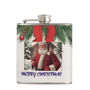 Vintage-Weihnachtsmann-Vinyl-umwickelte-Flasche Flachmann