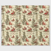 Vintage-Weihnachtsmann-Wald-Schlittenfahrt-Muster Geschenkpapier (Flach)