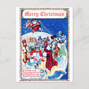 Vintage Weihnachtsmann Weihnachten auf der ganzen Postkarte