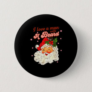 Vintage Weihnachtsmann Weihnachten Ich liebe einen Button
