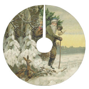 Vintage-Weihnachtsmann-Weihnachten-Victorianischer Polyester Weihnachtsbaumdecke
