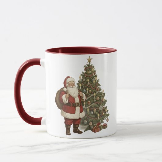 Vintage Weihnachtsmann & Weihnachtsbaum Tasse (Links)