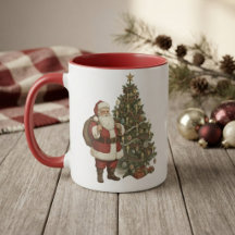 Vintage Weihnachtsmann & Weihnachtsbaum