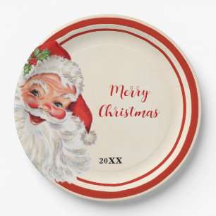 Vintage Weihnachtsmann-Weihnachtsfeier Pappteller