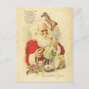 Vintage-Weihnachtsmann-Weihnachtsfreude-Urlaubswün Feiertagspostkarte