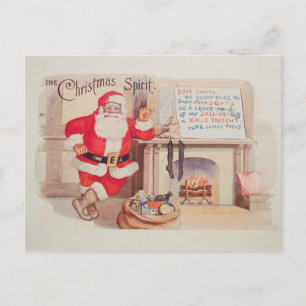 Vintage-Weihnachtsmann-Weihnachtsgeist-Postkarte Feiertagspostkarte