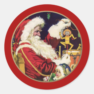 Vintage-Weihnachtsmann-Weihnachtsgeschenk Runder Aufkleber