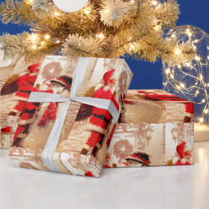 Vintage-Weihnachtsmann-Weihnachtsgeschenk-Verpacku Geschenkpapier