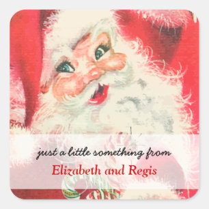 Vintage-Weihnachtsmann-Weihnachtsgeschenkanhänger Quadratischer Aufkleber