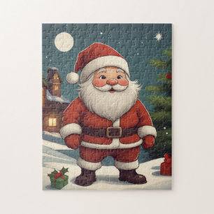 Vintage-Weihnachtsmann-Weihnachtsillustration Puzzle