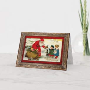 Vintage-Weihnachtsmann-Weihnachtskarte Feiertagskarte