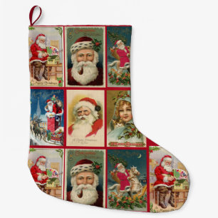 Vintage Weihnachtsmann Weihnachtskarten Mädchen Ca Großer Weihnachtsstrumpf