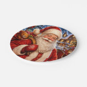Vintage-Weihnachtsmann-Weihnachtspapierteller Pappteller (Schrägansicht)