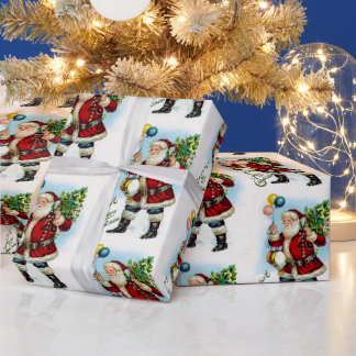 Vintage-Weihnachtsmann-Weihnachtsparade-Spielzeug- Geschenkpapier