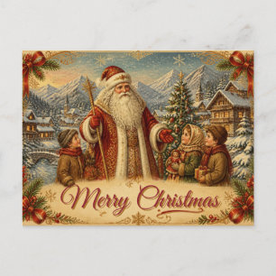 Vintage Weihnachtsmann Weihnachtspostkarte Alpin Postkarte