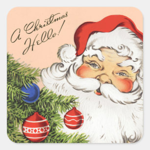 Vintage-Weihnachtsmann-Weihnachtsstickers Quadratischer Aufkleber
