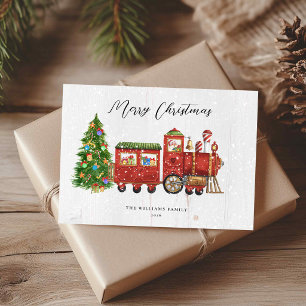 Vintage-Weihnachtsmann-Weihnachtszug Nicht-Foto Karte