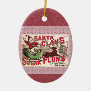 Vintage Weihnachtsmann Zuckerpflaumen Werbung Anti Keramik Ornament