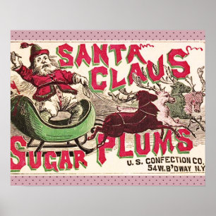 Vintage Weihnachtsmann Zuckerpflaumen Werbung Anti Poster