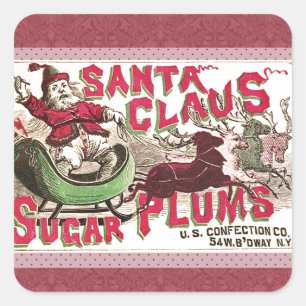 Vintage Weihnachtsmann Zuckerpflaumen Werbung Anti Quadratischer Aufkleber