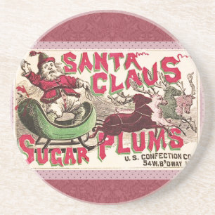 Vintage Weihnachtsmann Zuckerpflaumen Werbung Anti Untersetzer