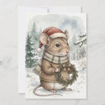 Vintage-Weihnachtsmaus-Festtag-Waldlandschaft