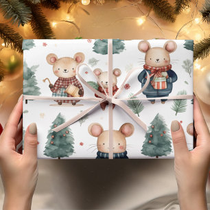 Vintage Weihnachtsmaus Geschenkpapier