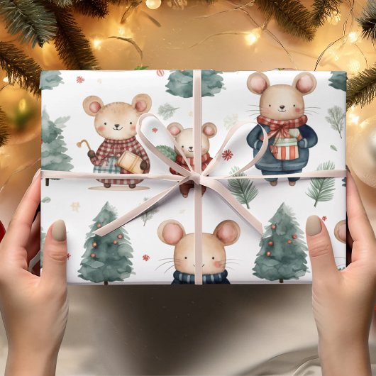 Vintage Weihnachtsmaus Geschenkpapier