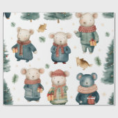 Vintage Weihnachtsmaus Geschenkpapier (Flach)