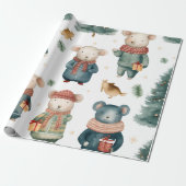 Vintage Weihnachtsmaus Geschenkpapier (Ungerollt)