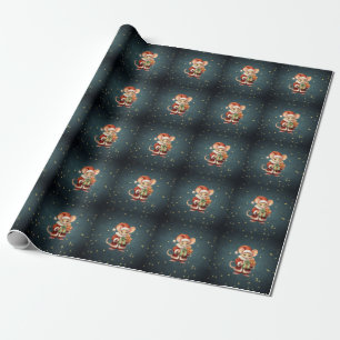 Vintage-Weihnachtsmaus Geschenkpapier